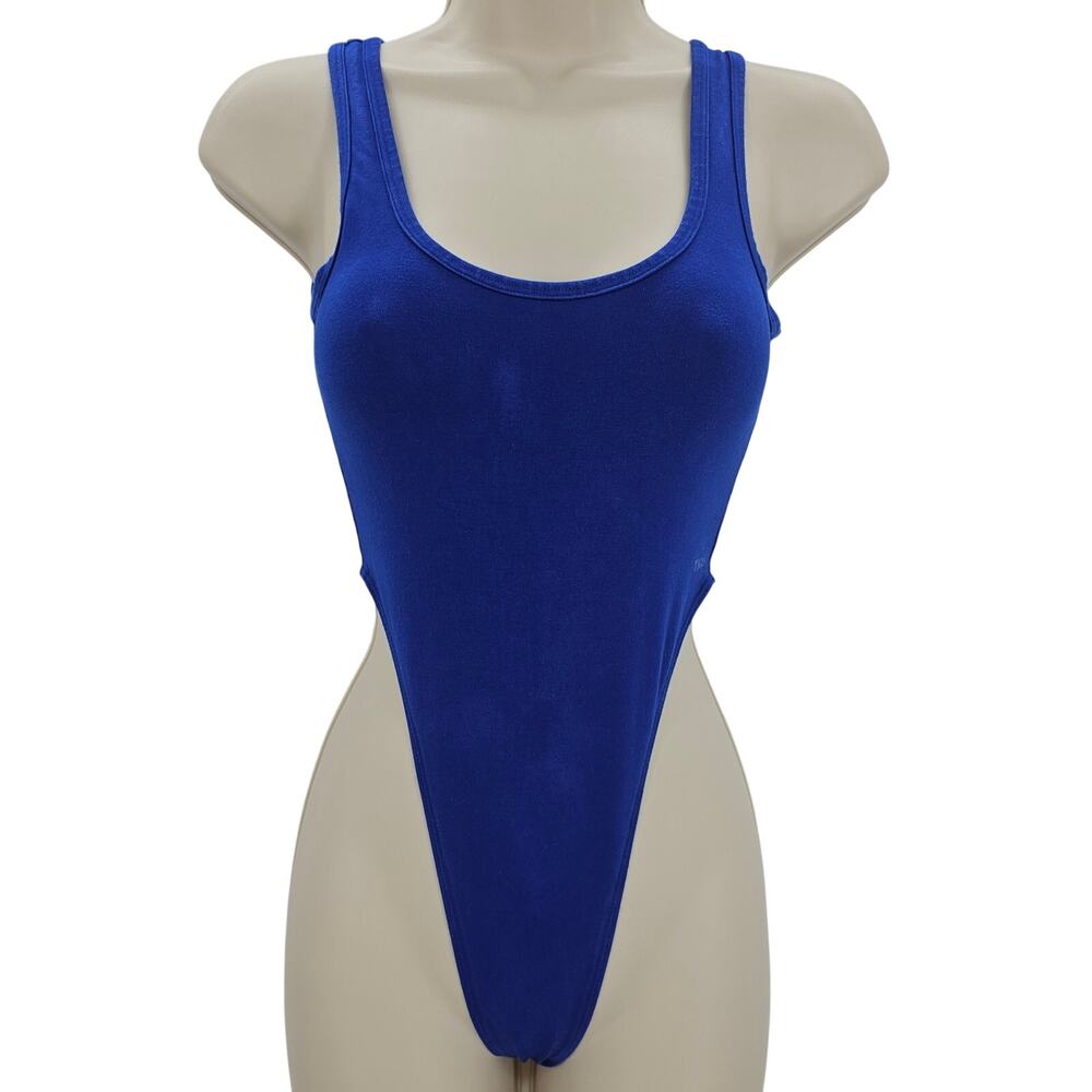 Aritzia TNA Womans size XS Hold-It Lynx Stretch Jersey Tank Bodysuit Cobalt Blue